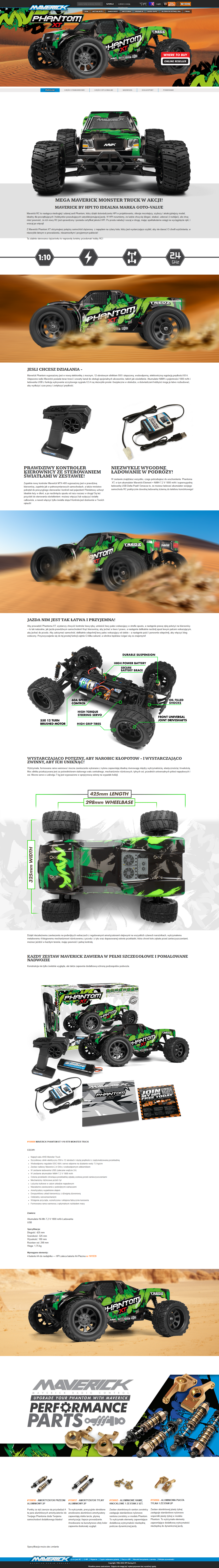 Samochód zdalnie sterowany RC #150600 Phantom XT 1:10 RTR Truggy Model Auto RC 150600_Maverick_Phantom_XT