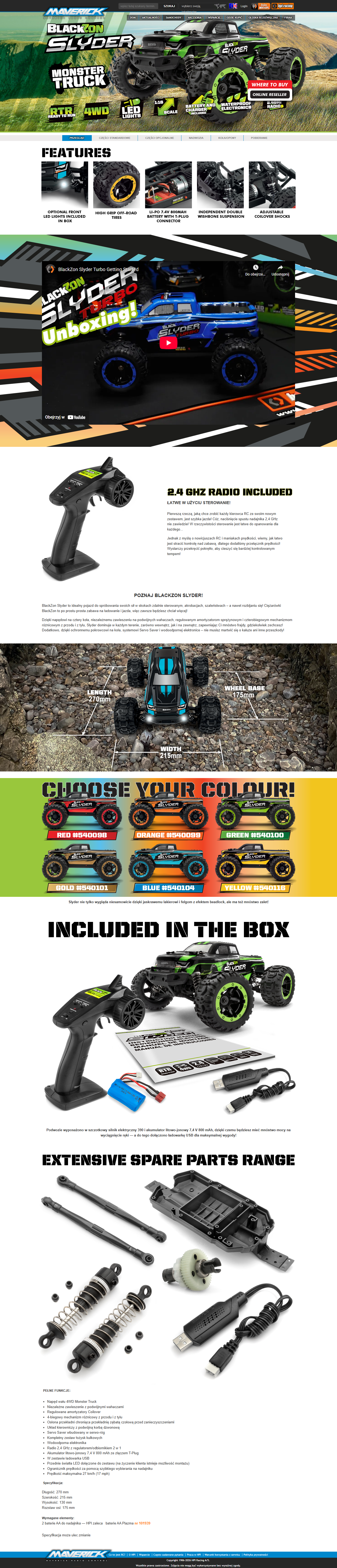 Samochód zdalnie sterowany RC #540100 Slyder MT 1/16 4WD Electric Monster Truck - Green Model Auto RC 540100_BlackZon_Slyder_MT_Green