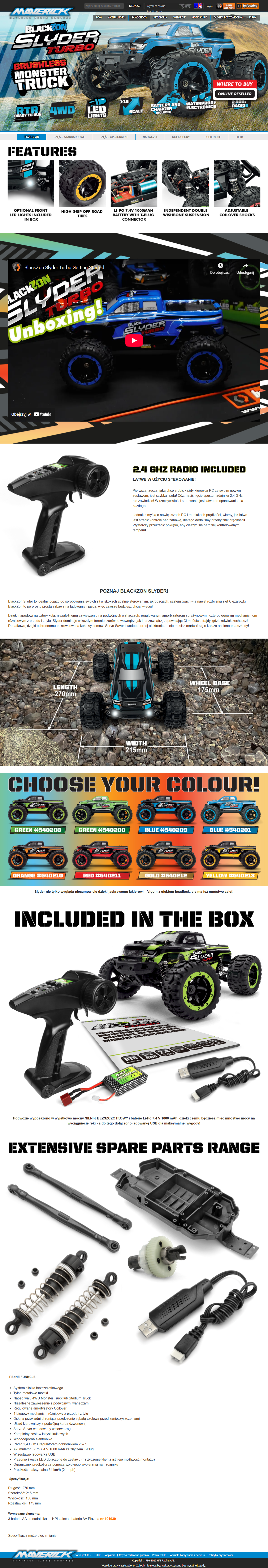 Samochód zdalnie sterowany RC #540201 Slyder MT Turbo 1/16 4WD 2S Brushless - Blue Model Auto RC 540201_BZ_Slyder_MT_Turbo_2S_Blue