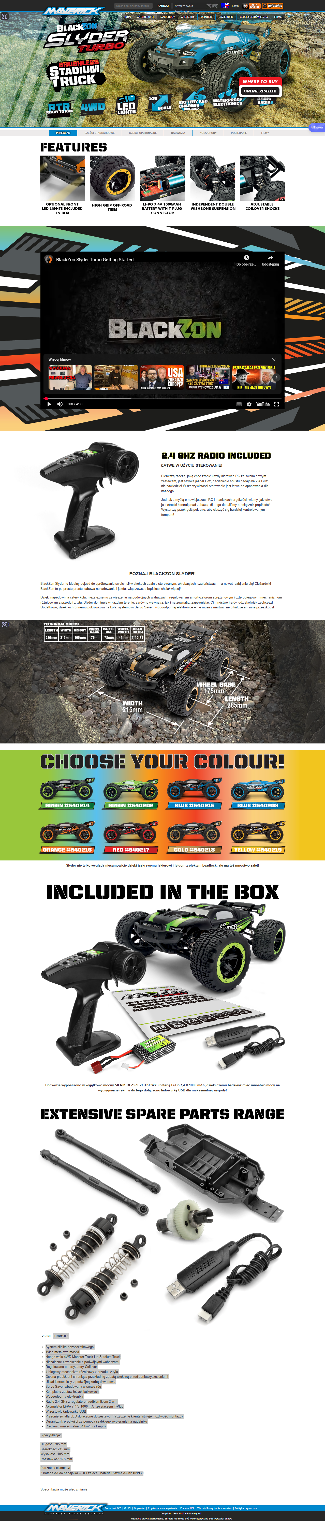 Samochód zdalnie sterowany RC #540203 Slyder ST Turbo 1/16 4WD 2S Brushless - Blue Model Auto RC 540203_BZ_Slyder_ST_Turbo_2S_Blue