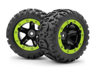 Slyder MT Wheels/Tires Assembled (Black/Green) #540038