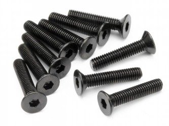 Flat Head Screw M3X15Mm (Hex Socket/10Pcs) #Z085