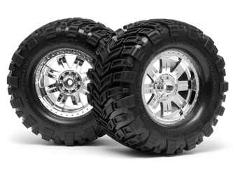 MOUNTED SUPER MUDDERS TIRE 165x88mm on RINGZ WHEEL SHINY CHROME
