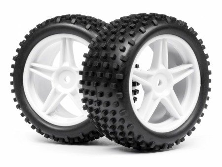 1:10 BUGGY WHITE REAR WHEEL & TYRE ASSEMBLY #MV22115