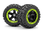 #540038 Slyder MT Wheels/Tires Assembled (Black/Green)