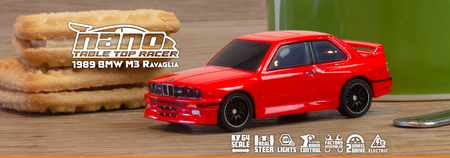 Samochód zdalnie sterowany RC #160990 nano-TTR 1989 BMW M3 E30 Ravaglia Red Model Auto RC