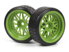 Falken Azenis Drift Tire Premounted on HRE C90 Wheel Green (6mm OS) 4pcs #160247