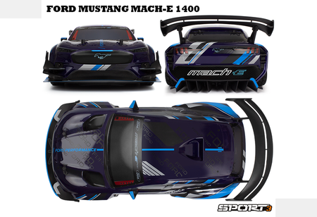 Samochód zdalnie sterowany RC #160530 Sport 3 Ford Mustang Mach-E 1400 Blue Model Auto RC