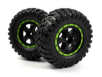 #540183 Smyter Desert Wheels/Tires Assy (Blk/Green/2pcs)