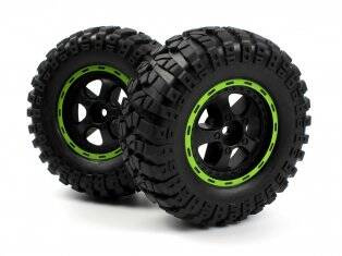 Smyter Desert Wheels/Tires Assembled (Black/Green) #540183