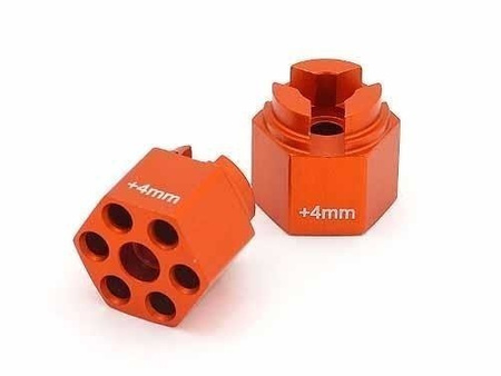 ALUMINUM HEX HUB (4MM OFFSET/ORANGE/2PCS)