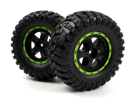 #540183 Smyter Desert Wheels/Tires Assy (Blk/Green/2pcs)