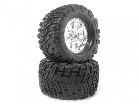 MOUNTED SUPER MUDDERS TIRE 165x88mm on RINGZ WHEEL SHINY CHROME #4726