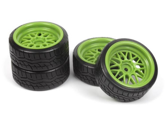 Falken Azenis Drift Tire Premounted on HRE C90 Wheel Green (6mm OS) 4pcs #160247