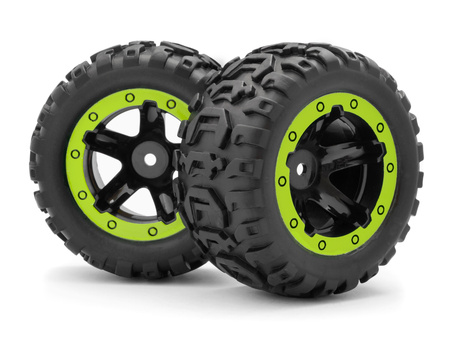 #540038 Slyder MT Wheels/Tires Assembled (Black/Green)