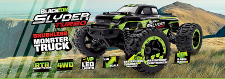 Samochód zdalnie sterowany RC #540208 Slyder MT Turbo 1/16 4WD 2S Brushless - Green Model Auto RC
