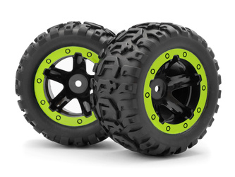 #540038 Slyder MT Wheels/Tires Assembled (Black/Green)