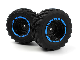 #540182 Smyter MT Wheels/Tires Assy (Black/Blue/2pcs)