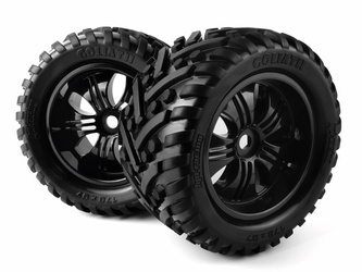 #160507 Mounted Goliath Tire on 3251 Tremor Black Wheel