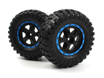 #540184 Smyter Desert Wheels/Tires Assembled (Black/Blue/2