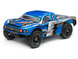 #MV28067 SHORT COURSE PAINTED BODY BLUE WITH DECALS ION SC