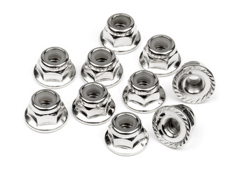 Serrated Flange Lock Nut M4 (Silver/10Pcs) #103729